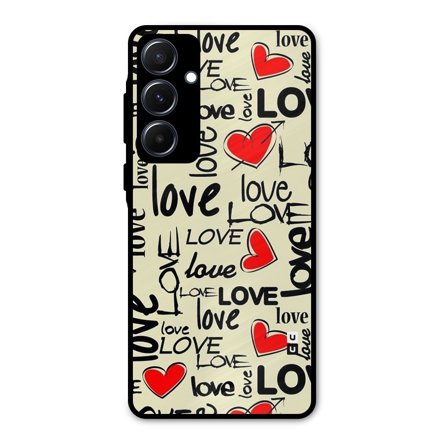 Love Hearts Pattern Metal Back Case for Galaxy A55