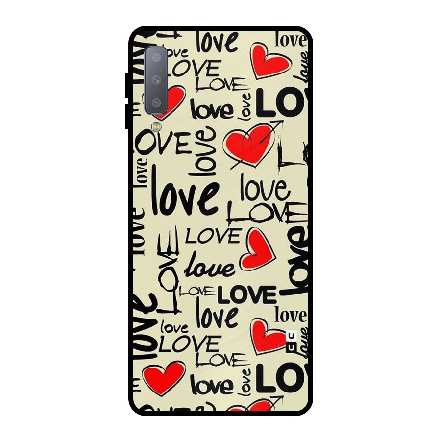 Love Hearts Pattern Metal Back Case for Galaxy A7 (2018)