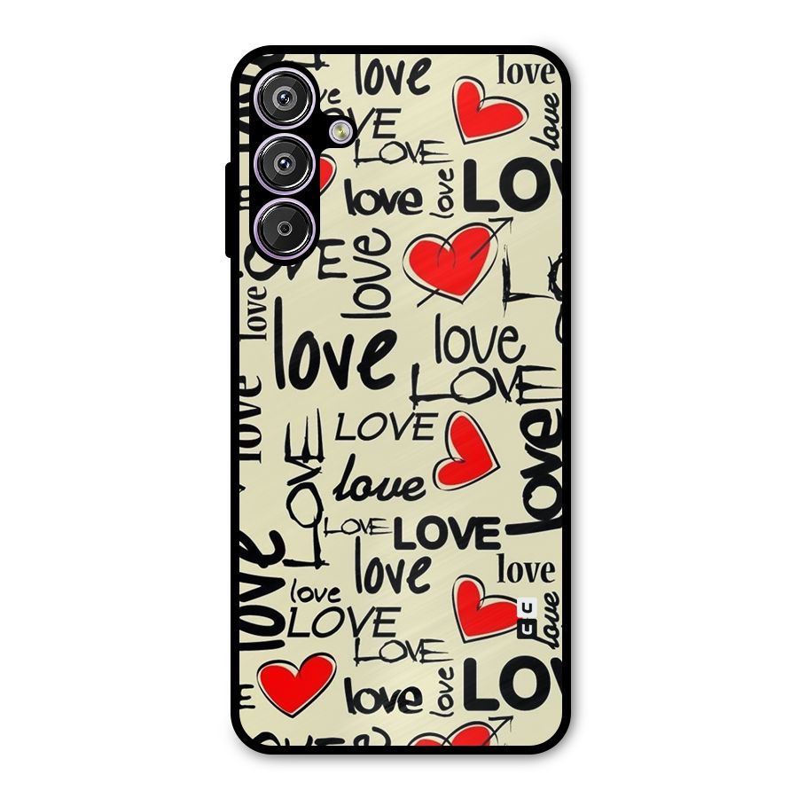 Love Hearts Pattern Metal Back Case for Galaxy F15