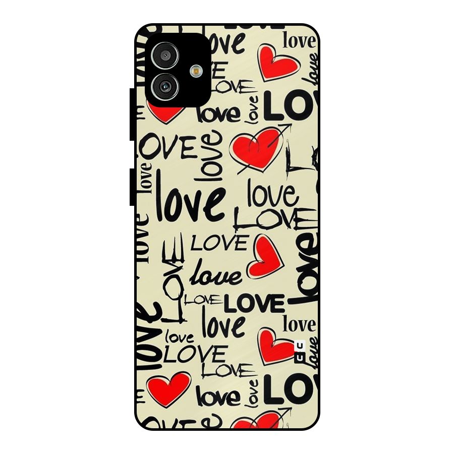 Love Hearts Pattern Metal Back Case for Galaxy M13 5G