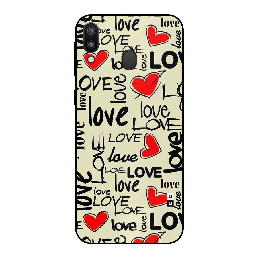 Love Hearts Pattern Metal Back Case for Galaxy M20