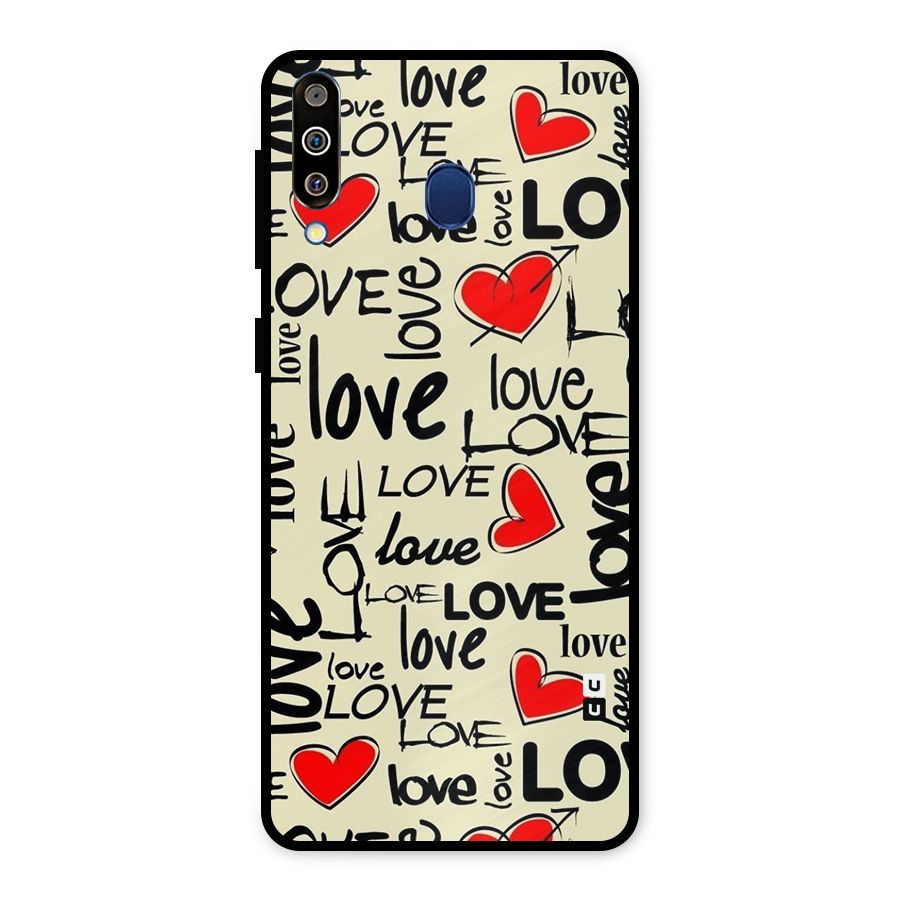Love Hearts Pattern Metal Back Case for Galaxy M30