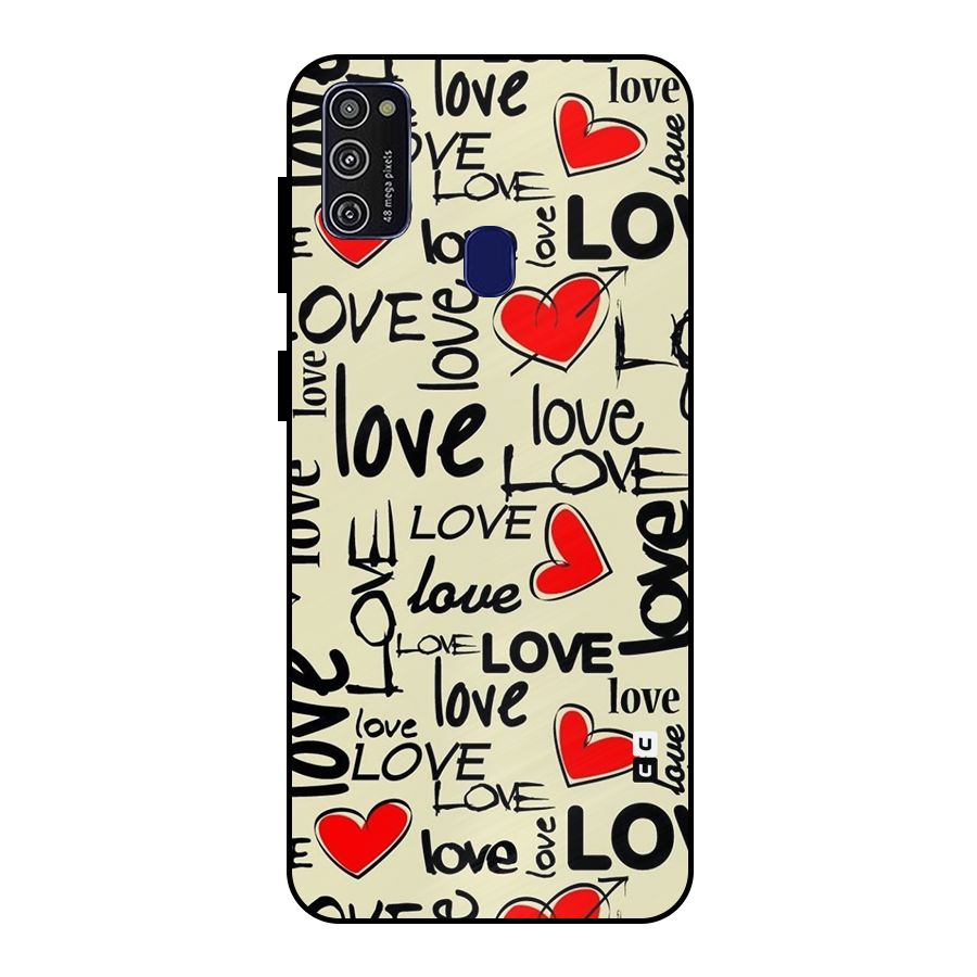 Love Hearts Pattern Metal Back Case for Galaxy M30s