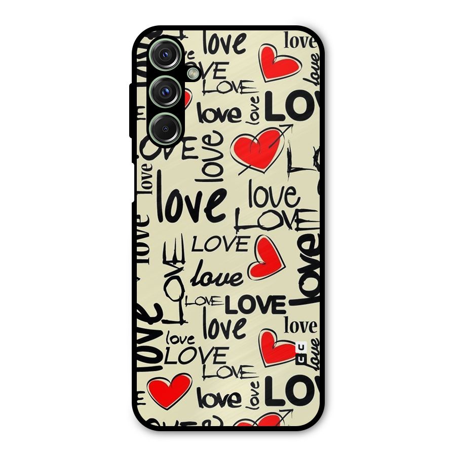 Love Hearts Pattern Metal Back Case for Galaxy M34