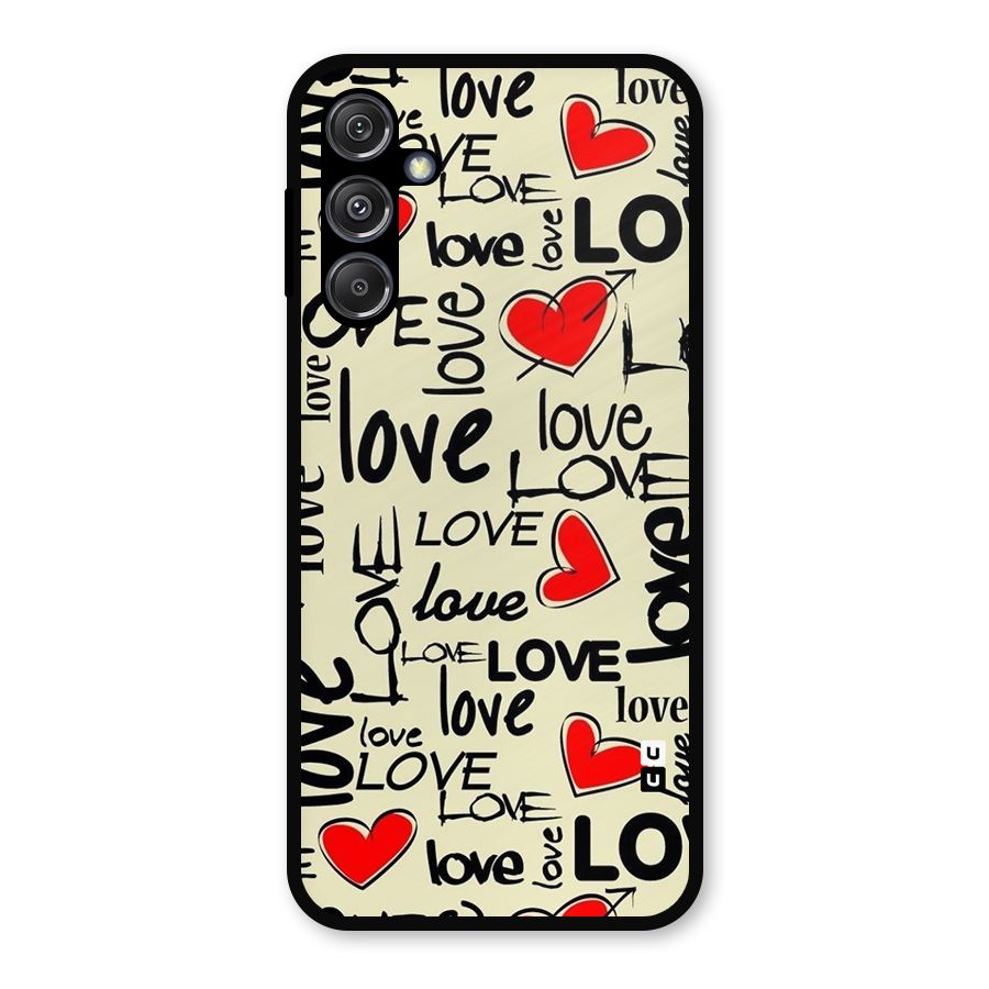 Love Hearts Pattern Metal Back Case for Galaxy M34 5G