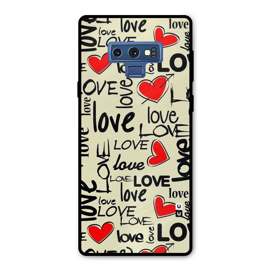 Love Hearts Pattern Metal Back Case for Galaxy Note 9