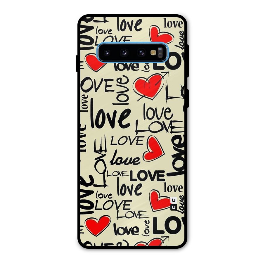 Love Hearts Pattern Metal Back Case for Galaxy S10