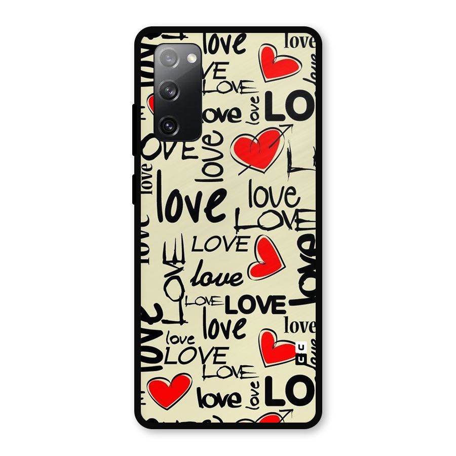 Love Hearts Pattern Metal Back Case for Galaxy S20 FE 5G