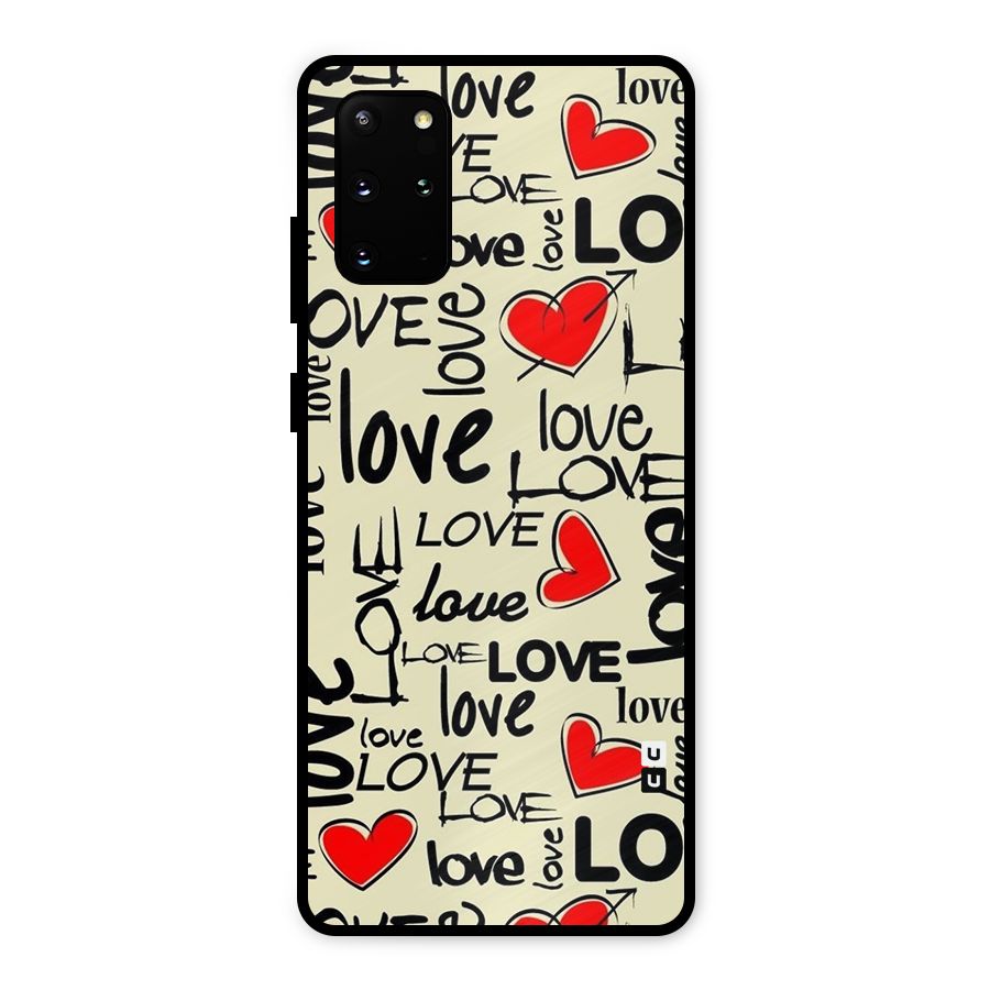 Love Hearts Pattern Metal Back Case for Galaxy S20 Plus