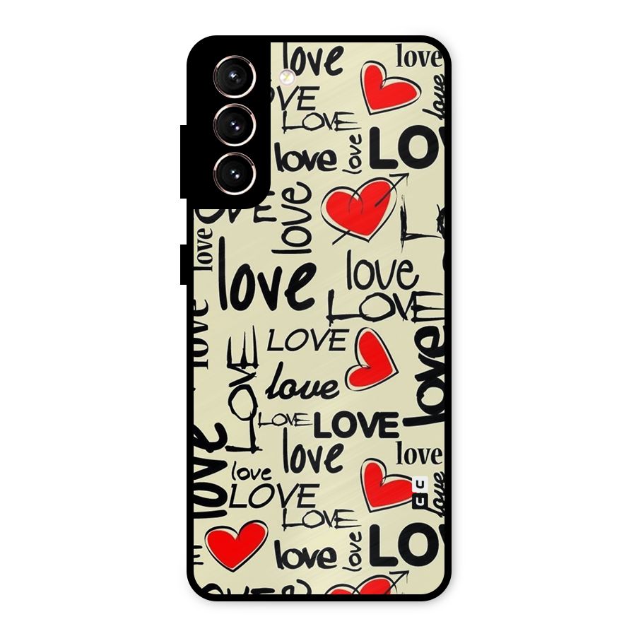 Love Hearts Pattern Metal Back Case for Galaxy S21 5G