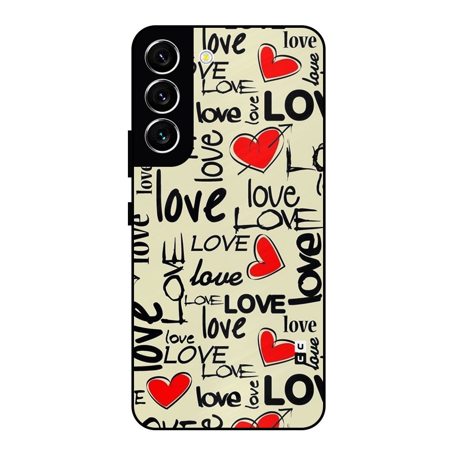 Love Hearts Pattern Metal Back Case for Galaxy S22 5G
