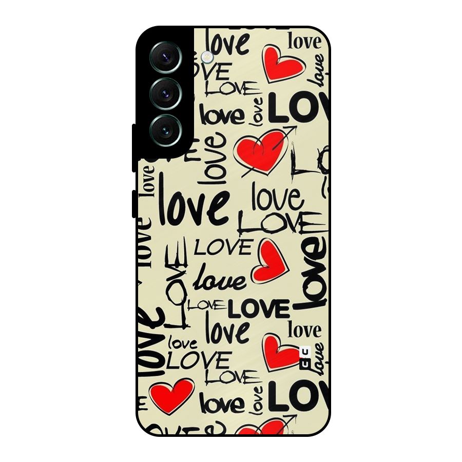 Love Hearts Pattern Metal Back Case for Galaxy S22 Plus 5G
