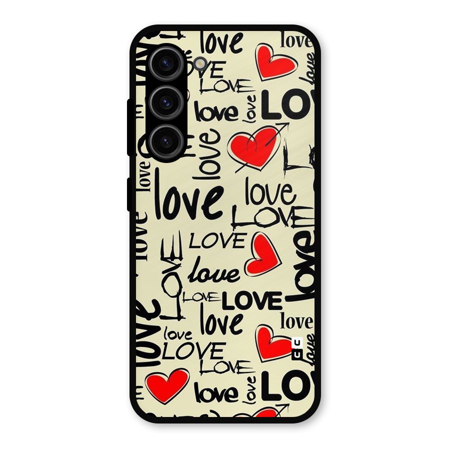 Love Hearts Pattern Metal Back Case for Galaxy S23