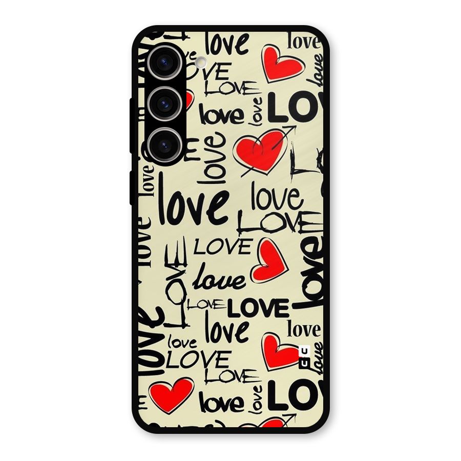Love Hearts Pattern Metal Back Case for Galaxy S23 Plus