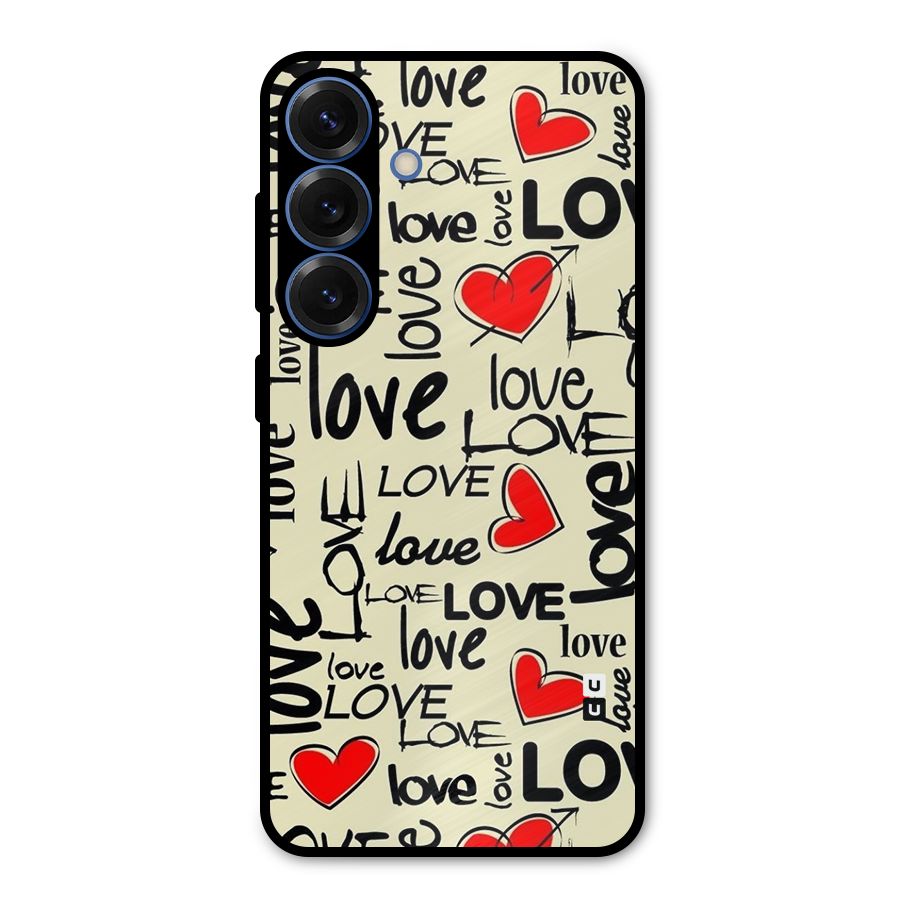 Love Hearts Pattern Metal Back Case for Galaxy S25