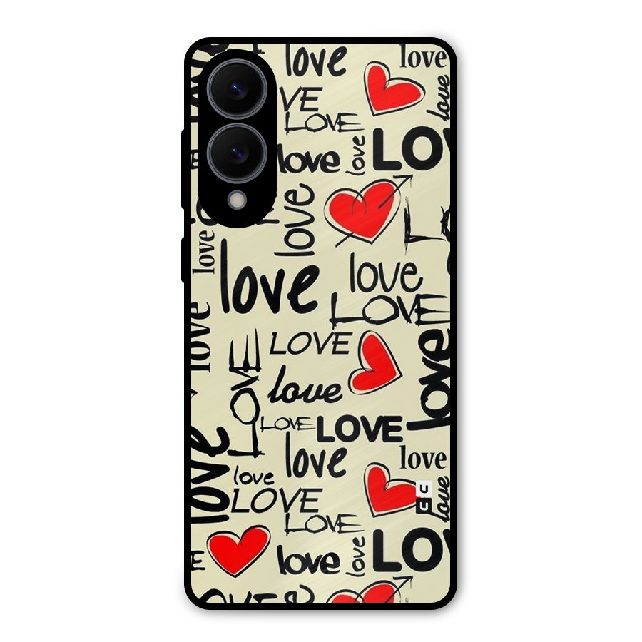 Love Hearts Pattern Metal Back Case for Galaxy S25 Edge