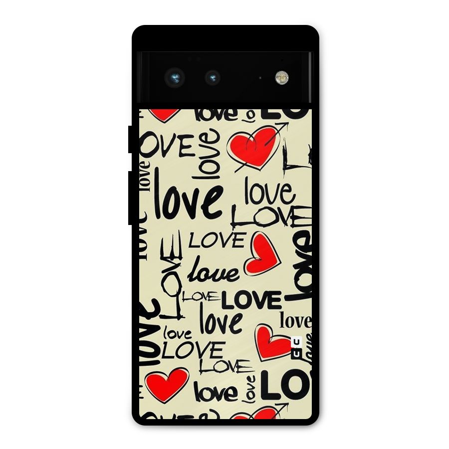 Love Hearts Pattern Metal Back Case for Google Pixel 6