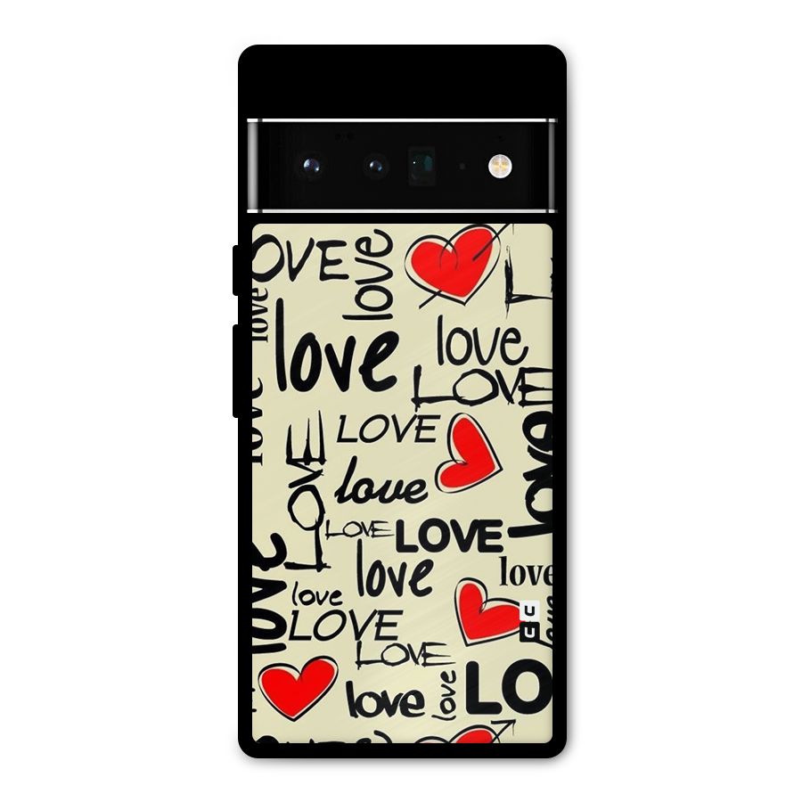 Love Hearts Pattern Metal Back Case for Google Pixel 6 Pro