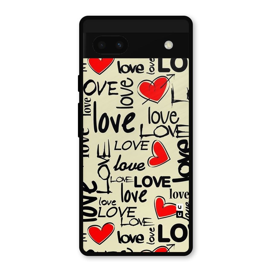 Love Hearts Pattern Metal Back Case for Google Pixel 6a