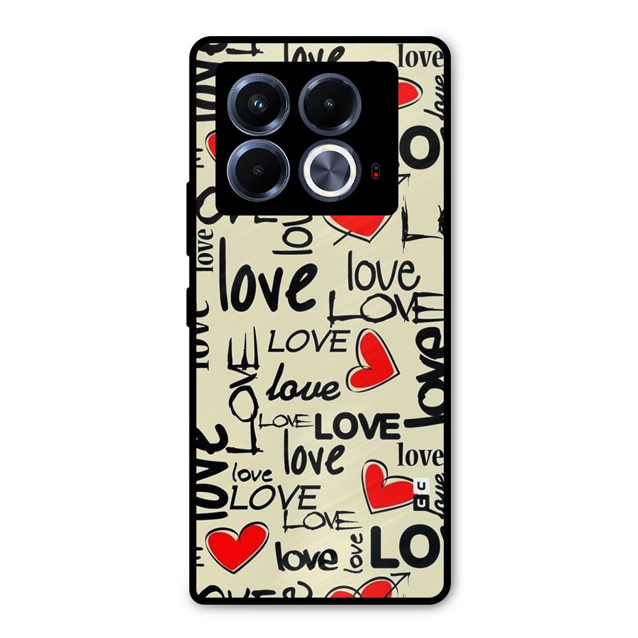 Love Hearts Pattern Metal Back Case for Infinix Note 40 5G