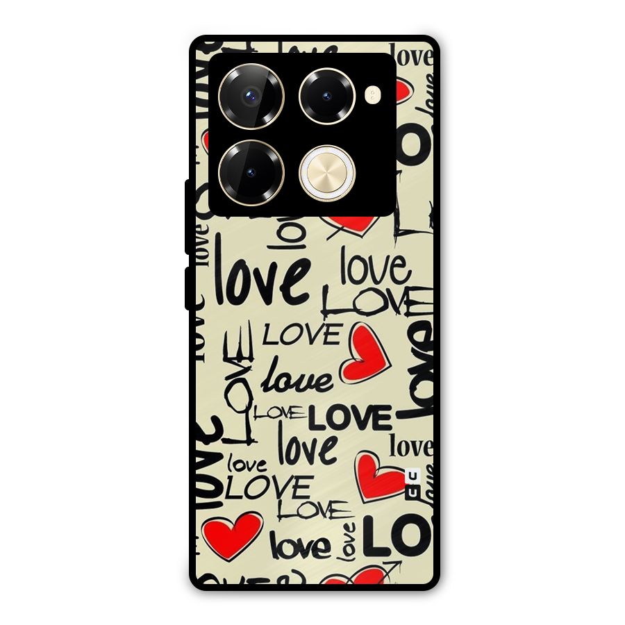 Love Hearts Pattern Metal Back Case for Infinix Note 40 Pro Plus