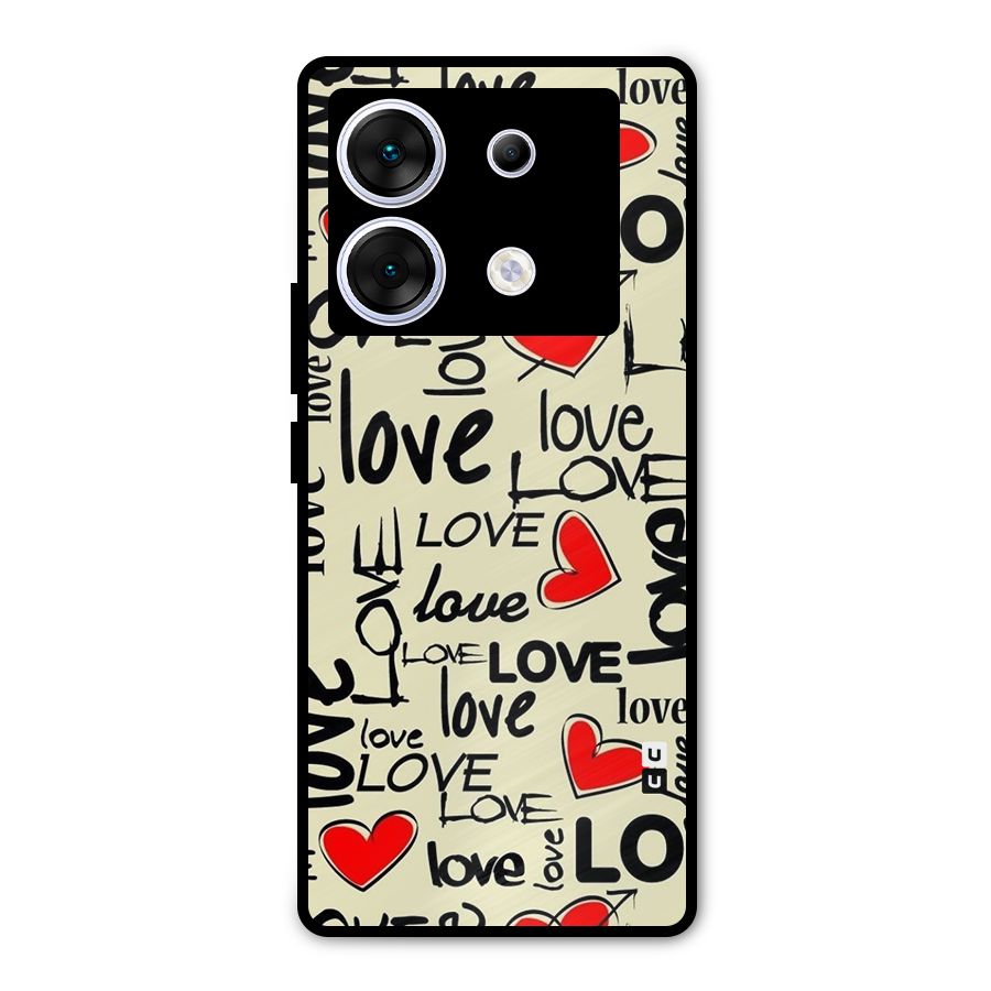 Love Hearts Pattern Metal Back Case for Infinix Zero 30 5G