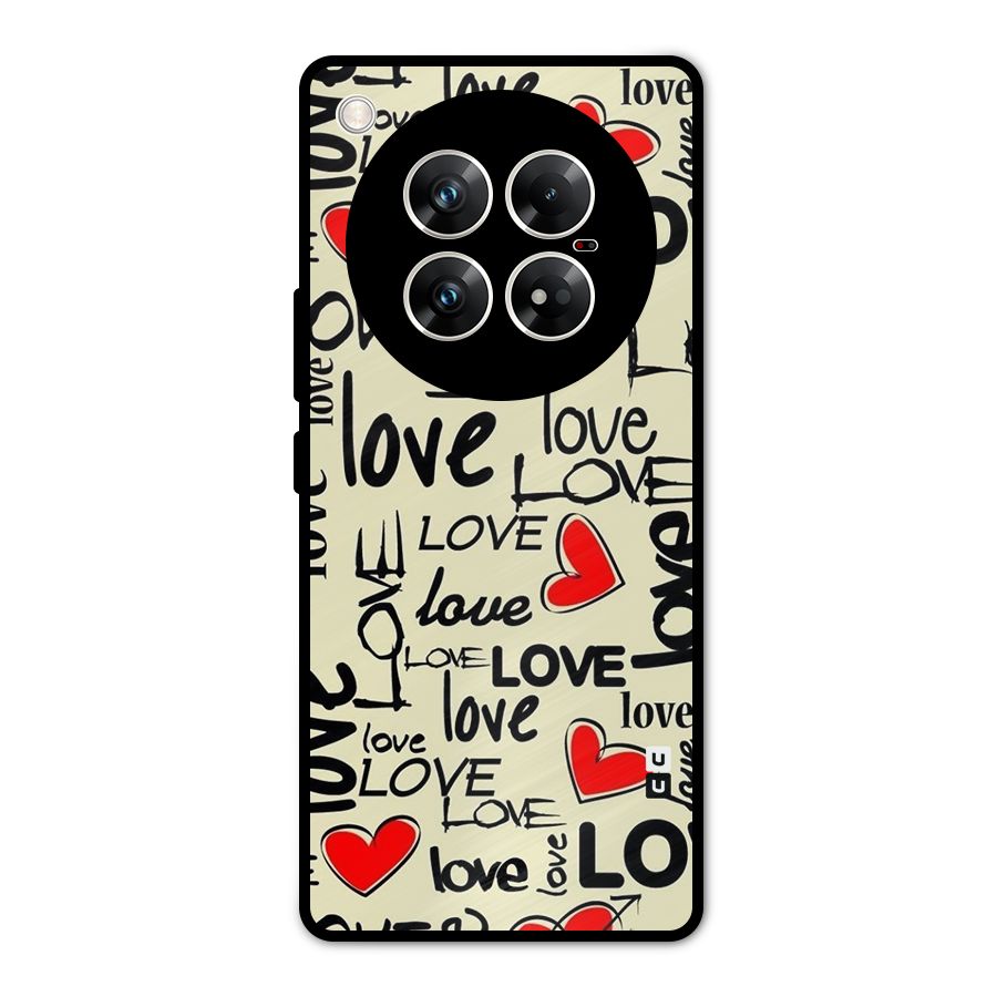 Love Hearts Pattern Metal Back Case for Infinix Zero 40 5G