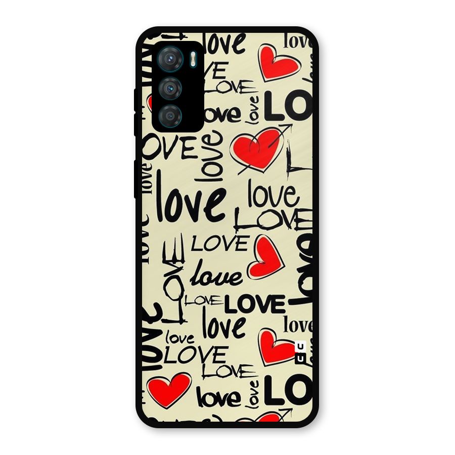 Love Hearts Pattern Metal Back Case for Moto G42
