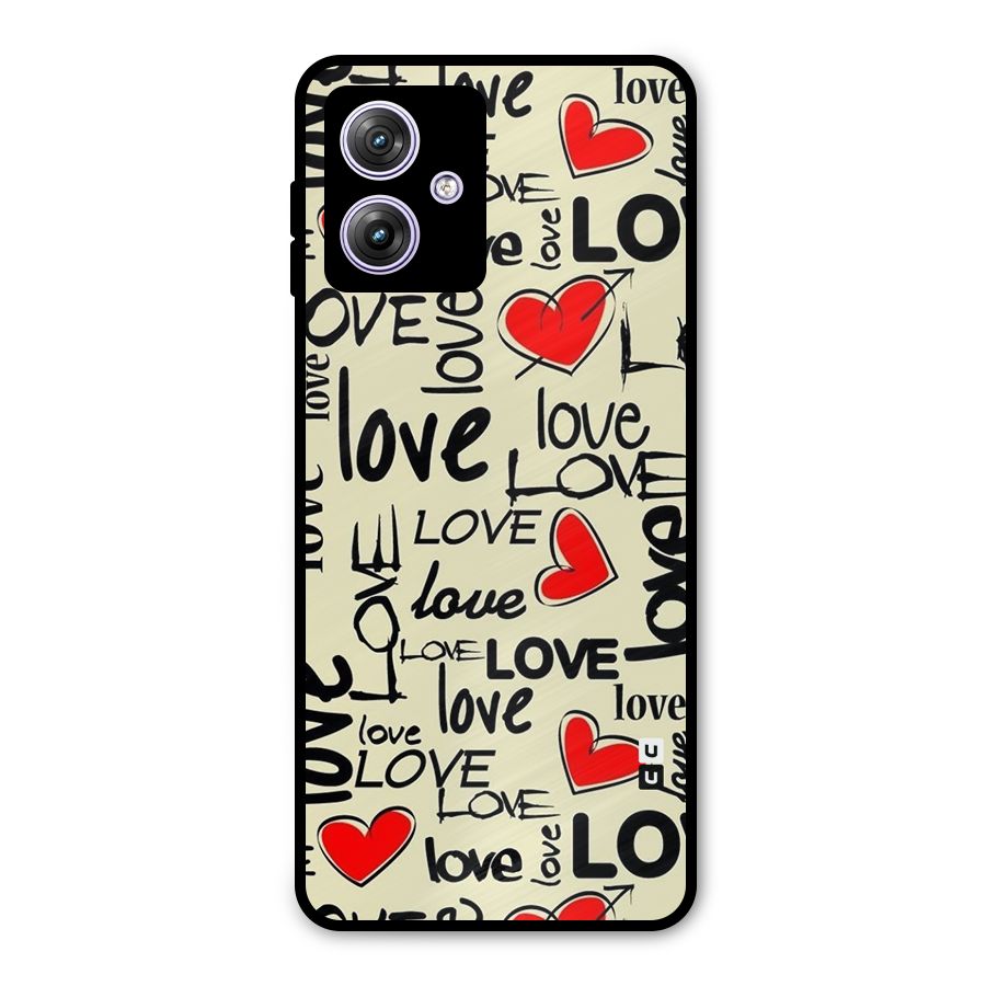 Love Hearts Pattern Metal Back Case for Moto G64