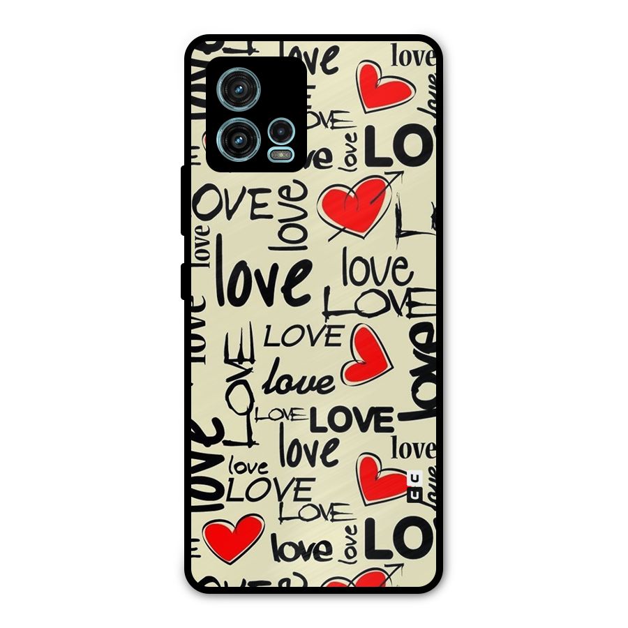 Love Hearts Pattern Metal Back Case for Moto G72