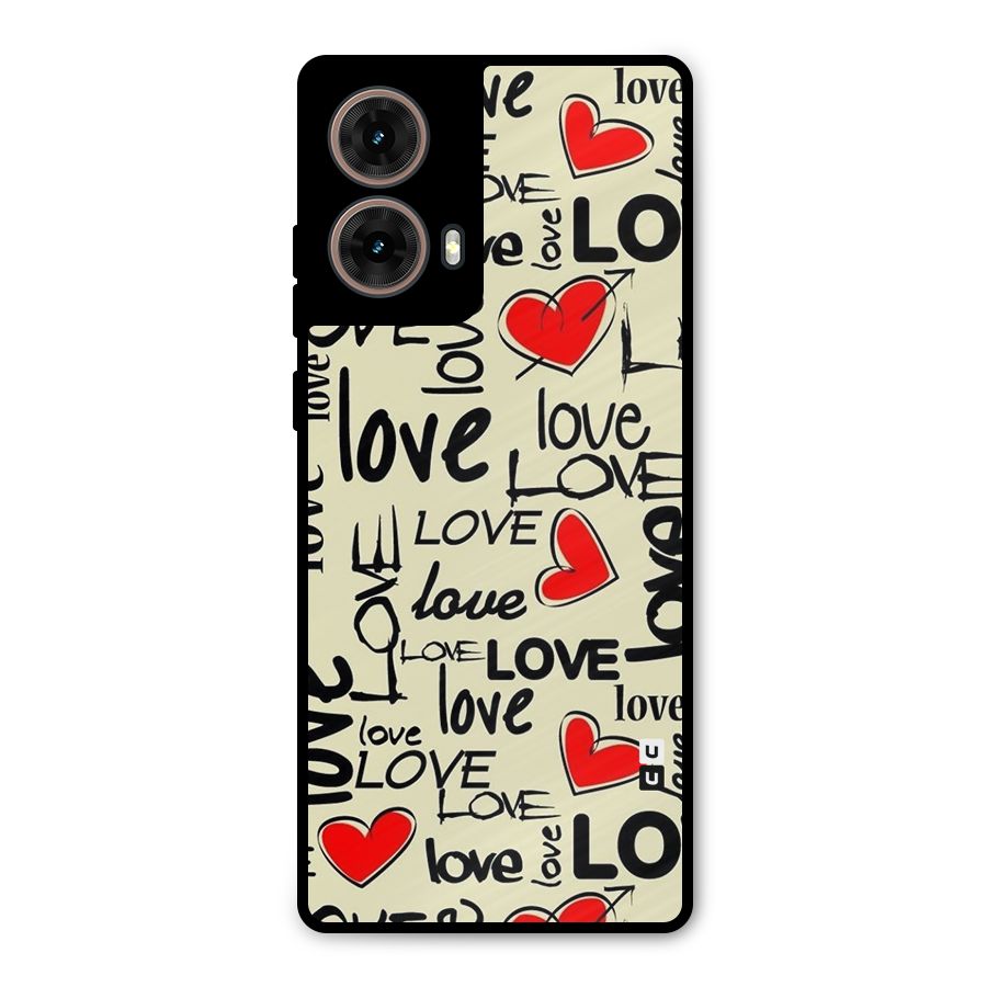 Love Hearts Pattern Metal Back Case for Moto G85
