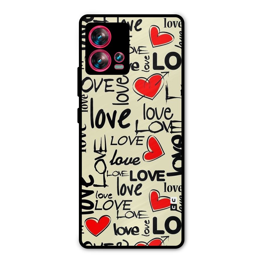 Love Hearts Pattern Metal Back Case for Motorola Edge 30 Fusion