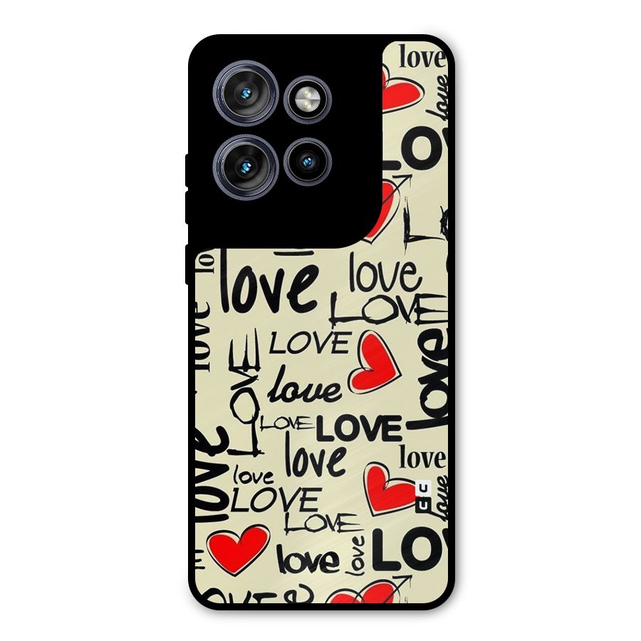 Love Hearts Pattern Metal Back Case for Motorola Edge 50 Neo