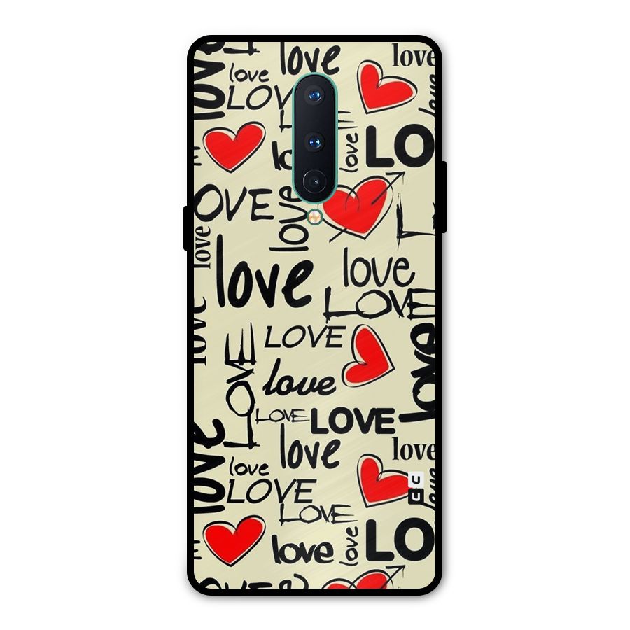 Love Hearts Pattern Metal Back Case for OnePlus 8