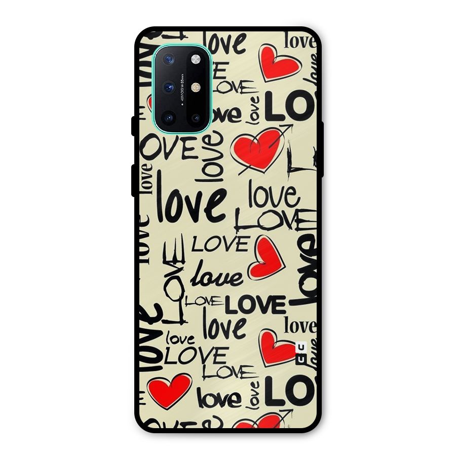 Love Hearts Pattern Metal Back Case for OnePlus 8T