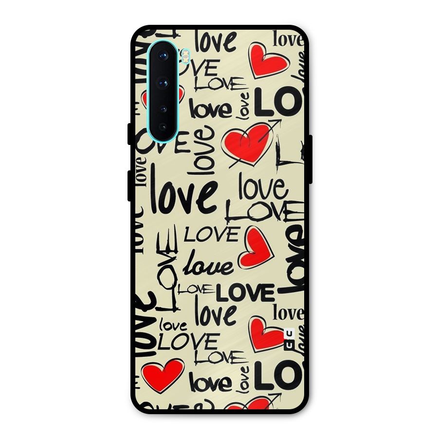 Love Hearts Pattern Metal Back Case for OnePlus Nord