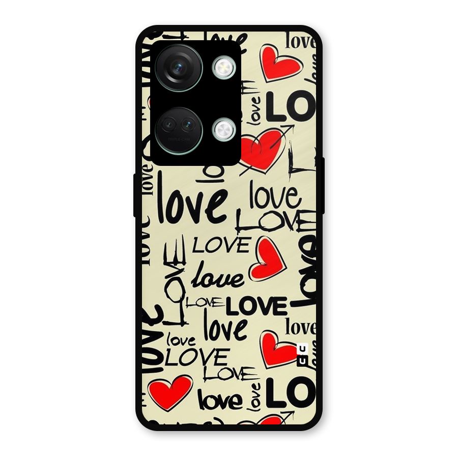 Love Hearts Pattern Metal Back Case for OnePlus Nord 3
