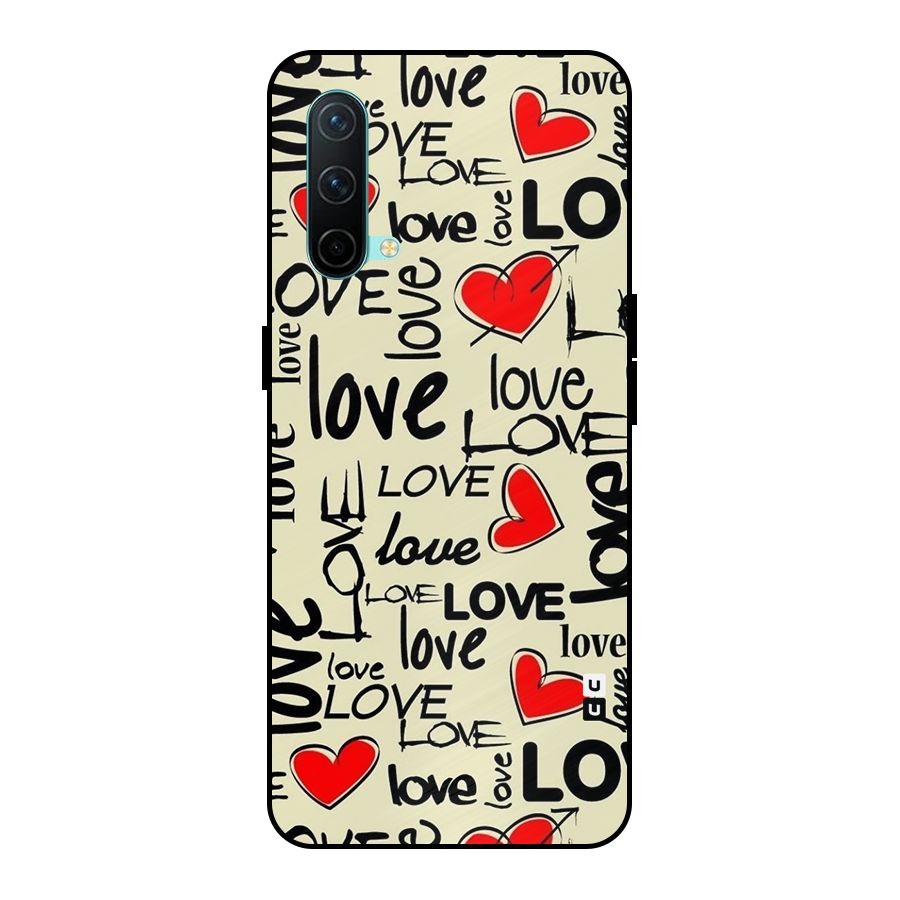 Love Hearts Pattern Metal Back Case for OnePlus Nord CE 5G