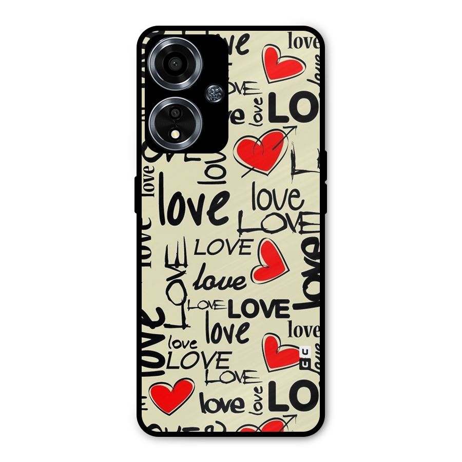 Love Hearts Pattern Metal Back Case for Oppo A59