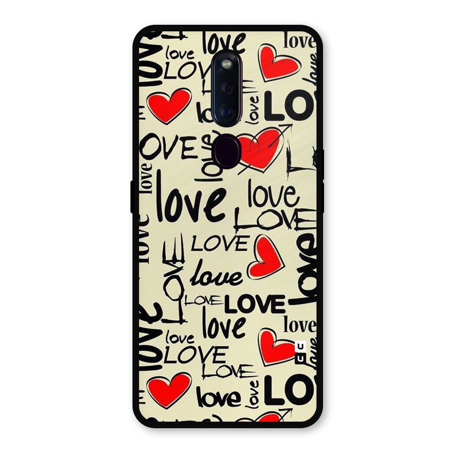 Love Hearts Pattern Metal Back Case for Oppo F11 Pro