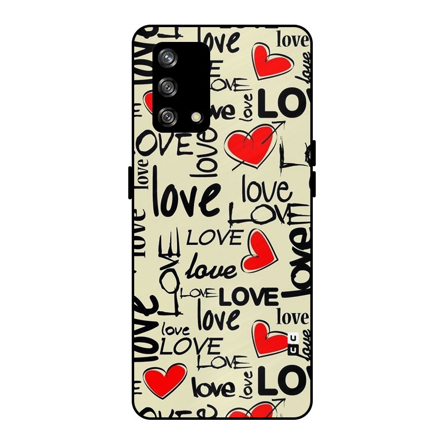 Love Hearts Pattern Metal Back Case for Oppo F19