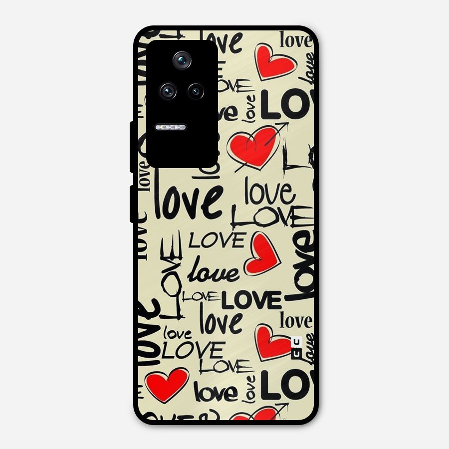 Love Hearts Pattern Metal Back Case for Poco F4 5G