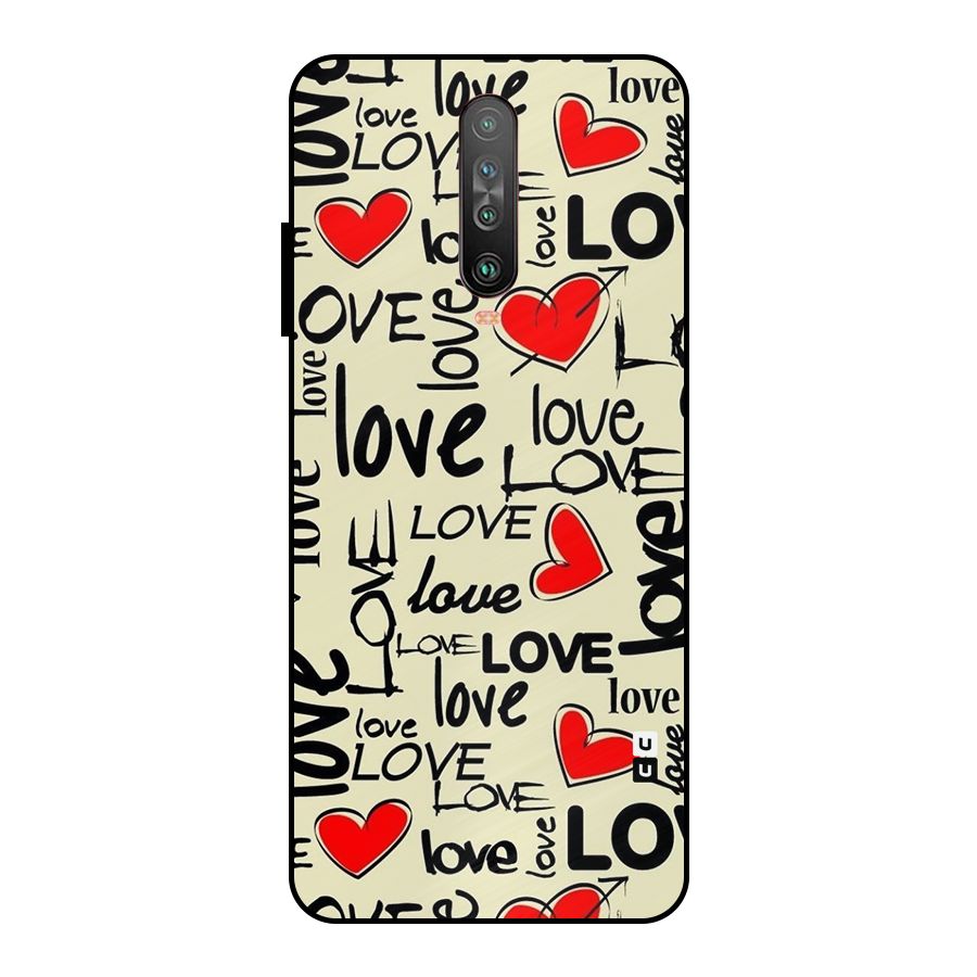Love Hearts Pattern Metal Back Case for Poco X2