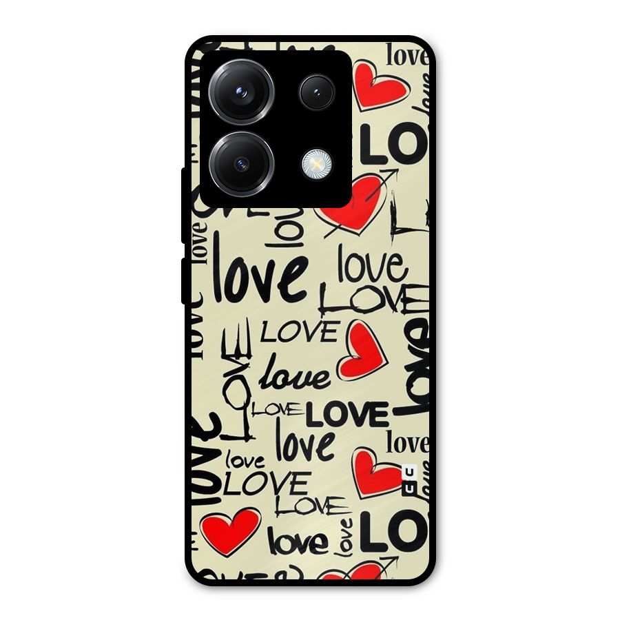Love Hearts Pattern Metal Back Case for Poco X6