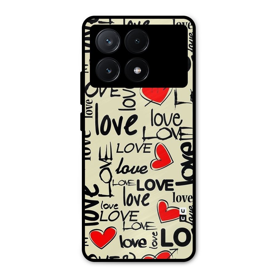 Love Hearts Pattern Metal Back Case for Poco X6 Pro