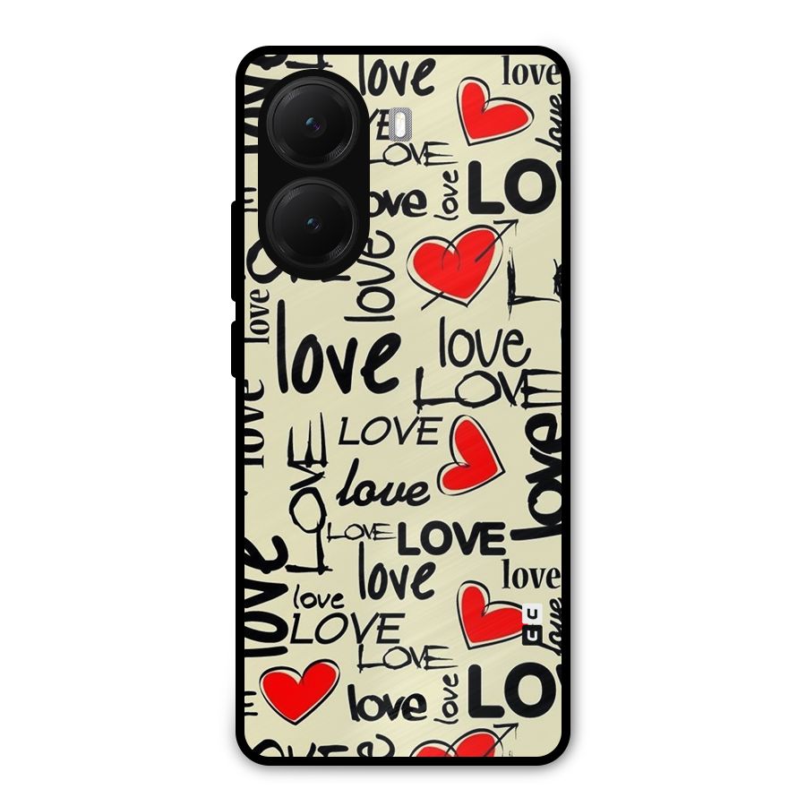 Love Hearts Pattern Metal Back Case for Poco X7 Pro