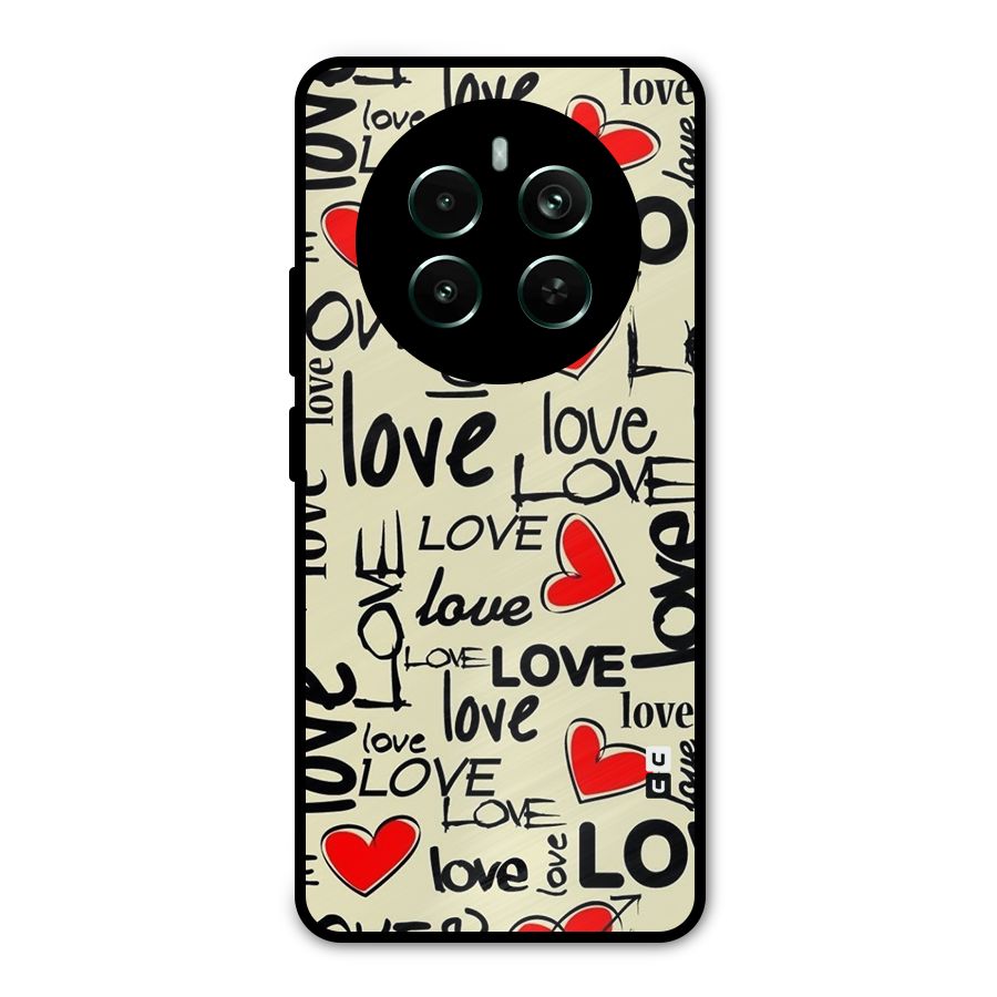 Love Hearts Pattern Metal Back Case for Realme 12 Pro Plus