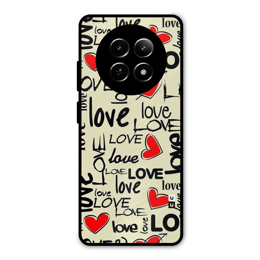 Love Hearts Pattern Metal Back Case for Realme 13
