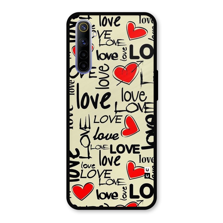 Love Hearts Pattern Metal Back Case for Realme 6i