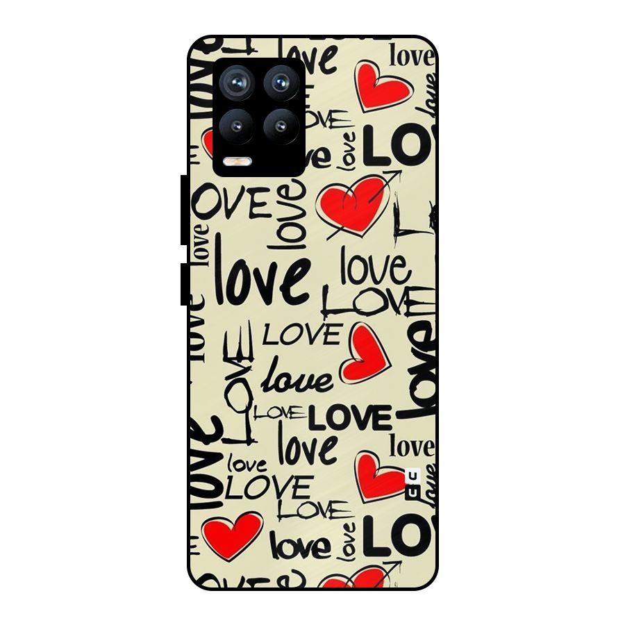 Love Hearts Pattern Metal Back Case for Realme 8 Pro